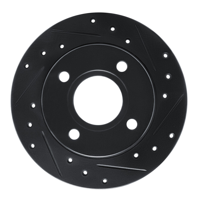 Ford Fiesta Brake Rotor (1) - Front Right - R1 Concepts - Drilled & Slotted - Black - `96-`04